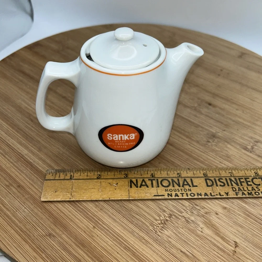 Vtg Sanka Small Coffee Pot Tea Pot Decaffeinated Advertising Made in Japan NIB‎
